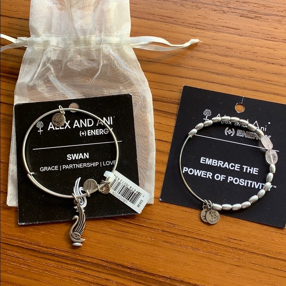 Alex and Ani Jewelry - TWO Alex and Ani charm bracelet swan silver
